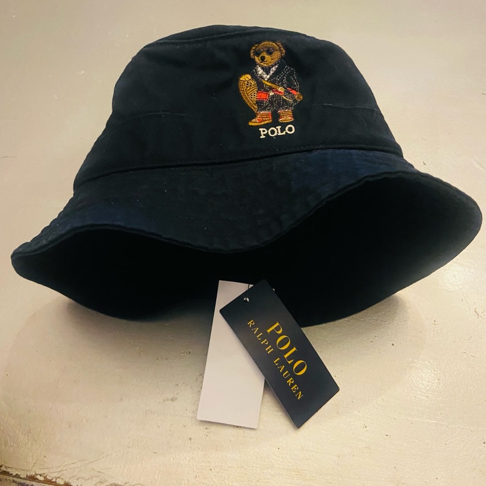 Polo by Ralph Lauren Black Hat with Bear Embroidery